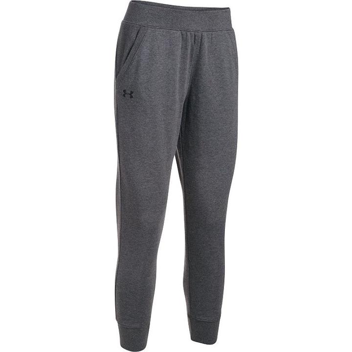 Women's Under Armour French Terry Ankle Crop Pants, Size: Medium, Grey Other
