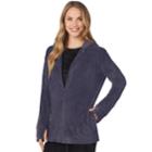 Plus Size Cuddl Duds Double Plush Velour Long Sleeve Full Zip Hoodie, Women's, Size: 2xl, Dark Grey