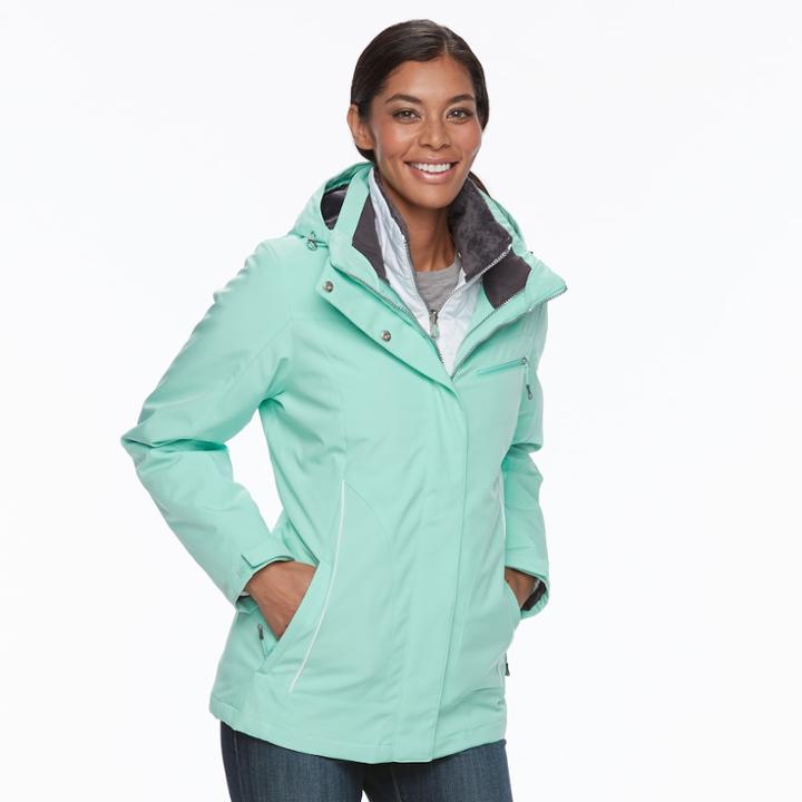 Women's Zeroxposur Darline Hooded 3-in-1 Stretch Systems Jacket, Size: Xl, Green Oth