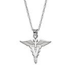 Logoart Sterling Silver V Caduceus Veterinarian Pendant Necklace, Women's, Size: 18, Grey