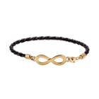 Sterling Silver And Woven Leather Infinity Bracelet, Women's, Size: 7.5, Gold