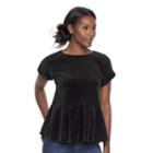 Women's Juicy Couture Velour Peplum Top, Size: Xs, Black