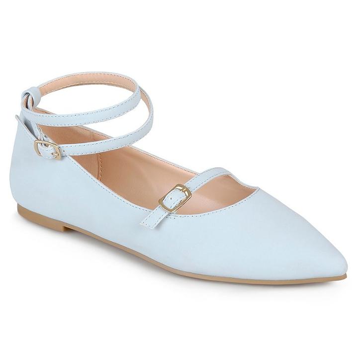 Journee Collection Nilly Women's Ankle Strap Flats, Girl's, Size: 8, Blue