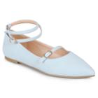 Journee Collection Nilly Women's Ankle Strap Flats, Girl's, Size: 8, Blue