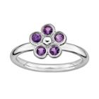 Stacks And Stones Sterling Silver Amethyst Flower Stack Ring, Women's, Size: 5, Grey