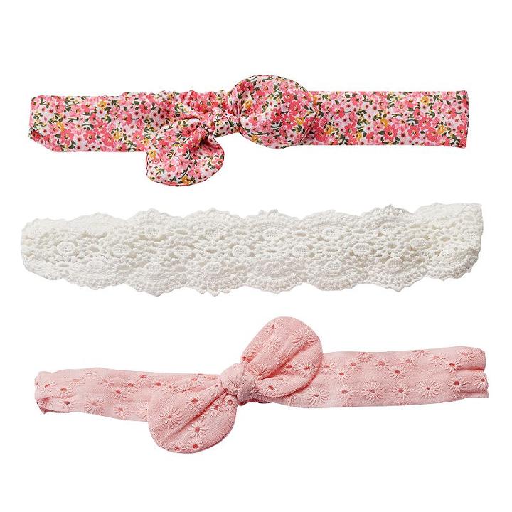 Girls 4-7 Carter's 3-pk. Eyelet & Print Headwraps, Multicolor