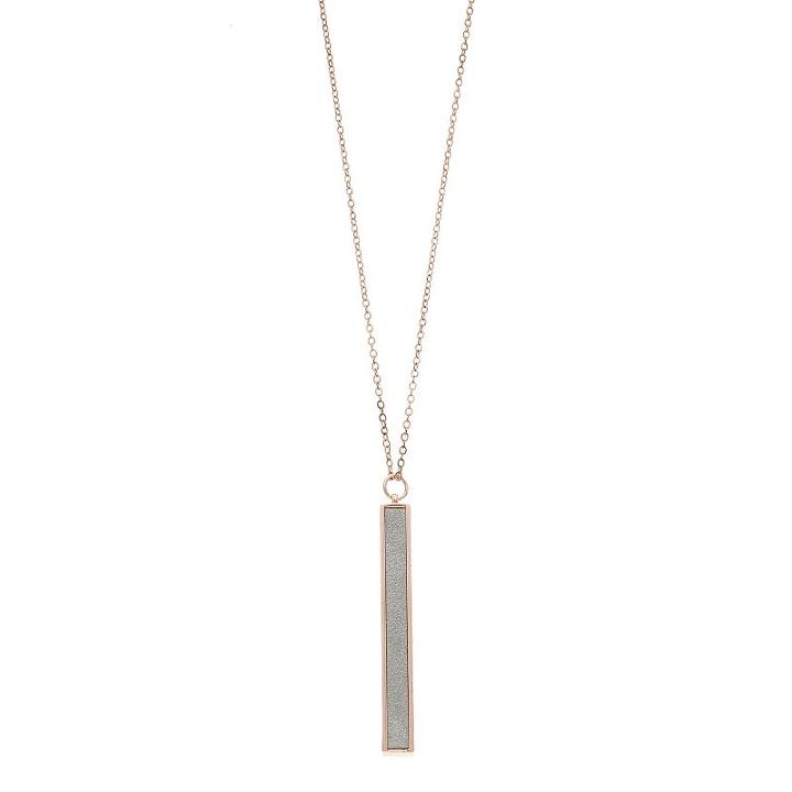 Long Glittery Bar Pendant Necklace, Women's, Pink Other