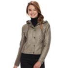 Juniors' Sebby Antique Faux-leather Jacket, Teens, Size: Medium, Med Grey