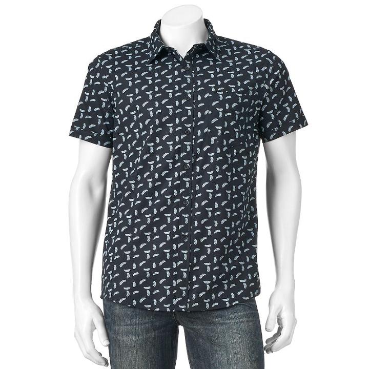 Men's Apt. 9&reg; Slim-fit Patterned Button-down Shirt, Size: Med Slim, Black
