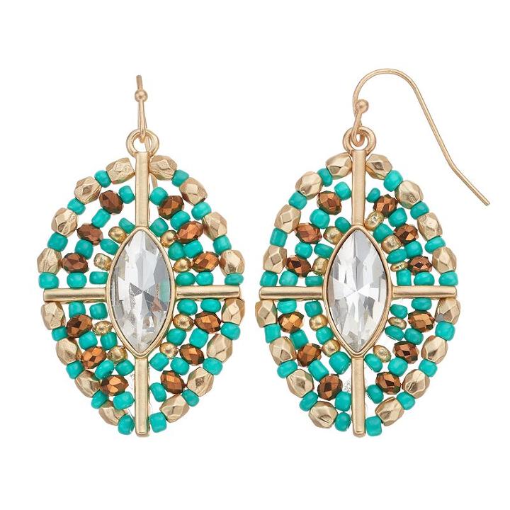 Gs By Gemma Simone Beaded Marquise Nickel Free Drop Earrings, Women's, Multicolor