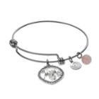 Love This Life Mom Silver Plated Rose Quartz & Crystal Bangle Bracelet, Women's