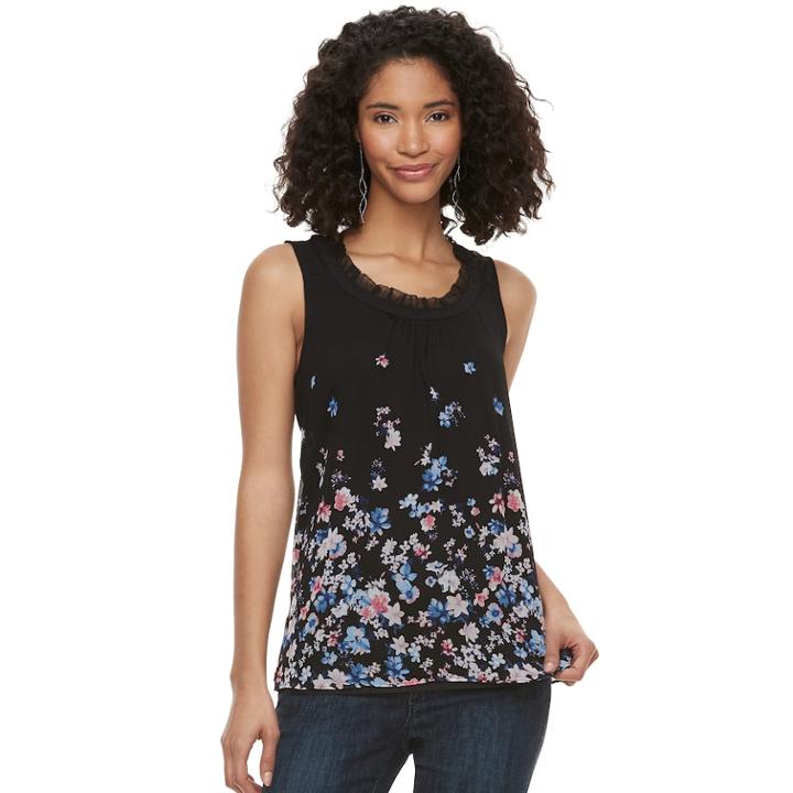 Women's Elle&trade; Pleated Ruffle Tank, Size: Xs, Oxford