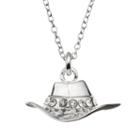 Crystal Sterling Silver Cowboy Hat Pendant Necklace, Women's, Size: 18, Grey
