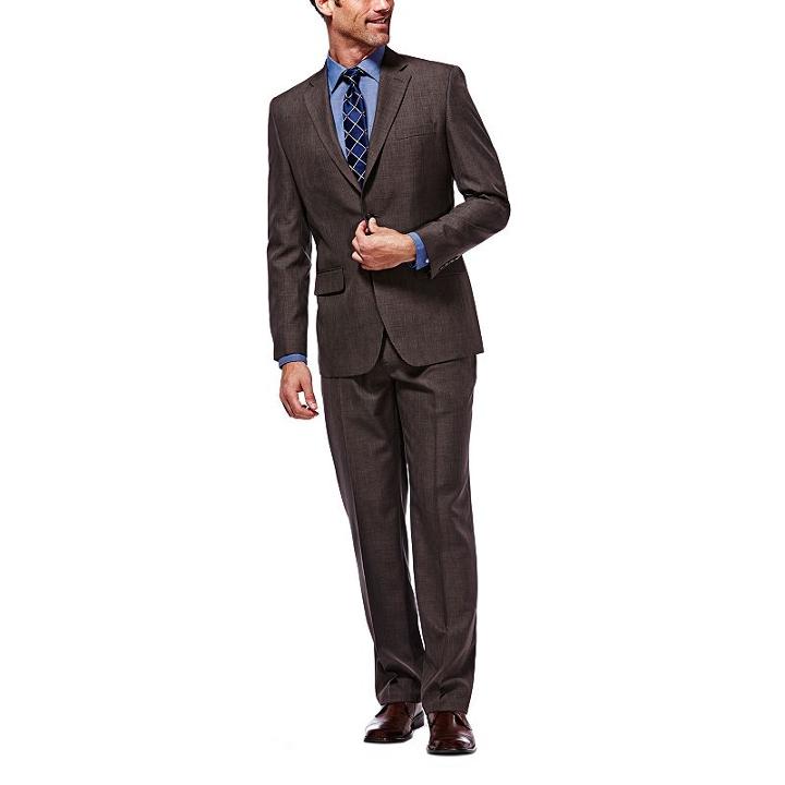 Men's Haggar Tailored-fit Travel Performance Suit Jacket, Size: 44 Long, Brown Oth