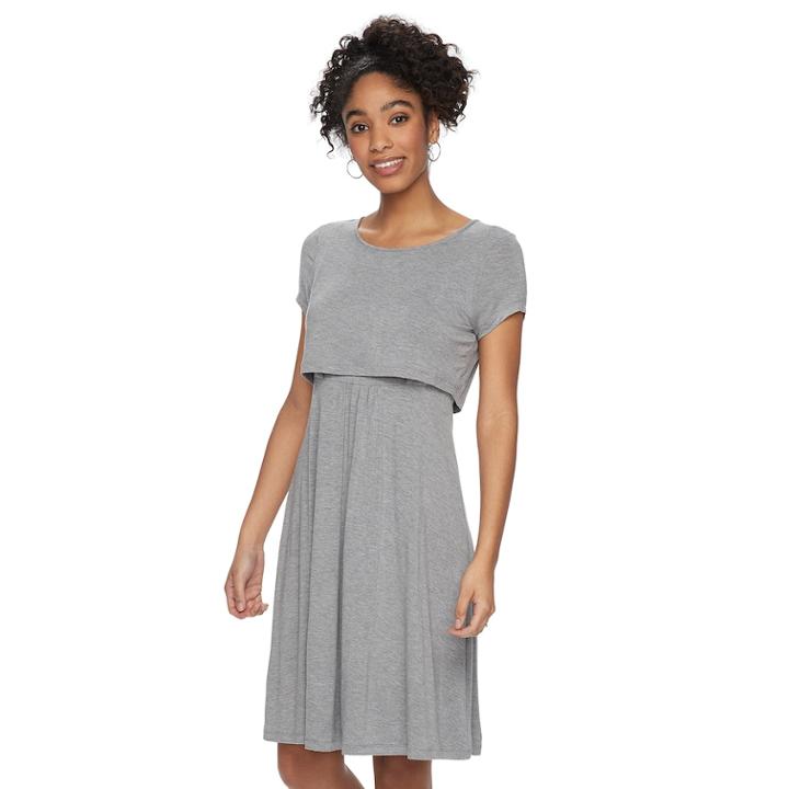 Maternity A:glow Popover A-line Nursing Dress, Women's, Size: Xs Maternity, Dark Grey