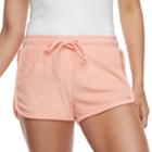 Juniors' Pink Republic Drawstring Terry Shortie Shorts, Teens, Size: Large, Med Green
