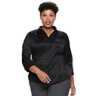 Plus Size Dana Buchman Hidden Placket Button-down Shirt, Women's, Size: 2xl, Black