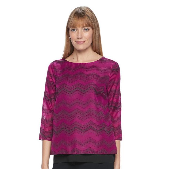 Women's Dana Buchman Split-back Layered Top, Size: Xs, Dark Pink