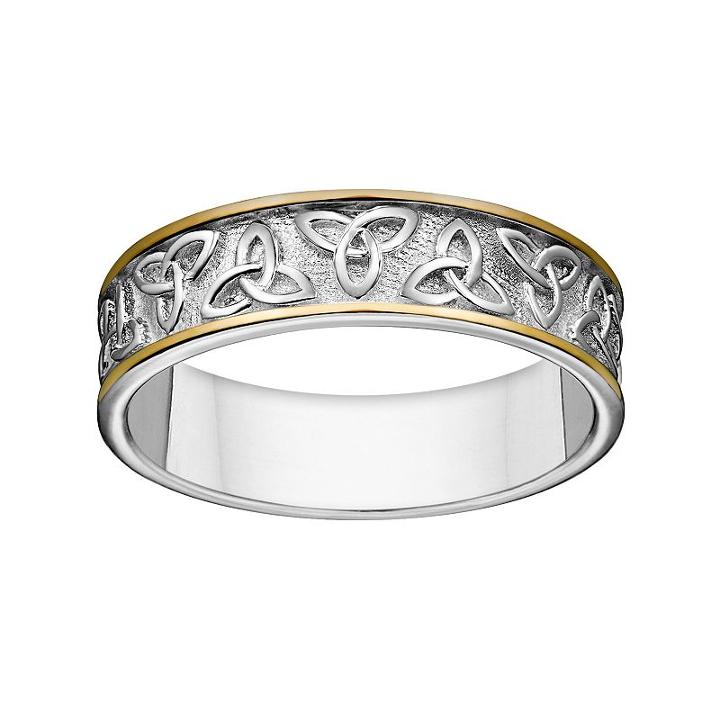 Sterling Silver Two Tone Celtic Trinity Knot Wedding Band, Adult Unisex, Size: 9, Grey