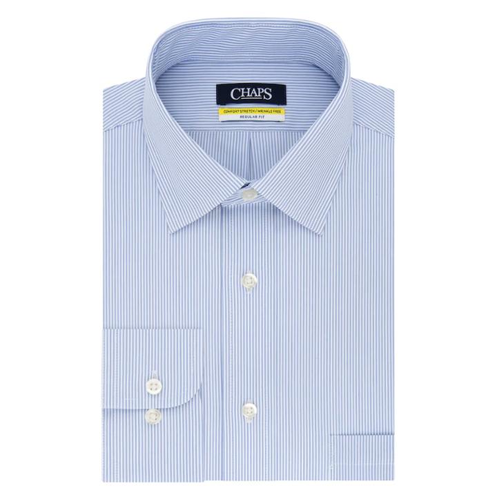 Men's Chaps Regular Fit Comfort Stretch Spread Collar Dress Shirt, Size: 17.5-34/35, Med Blue