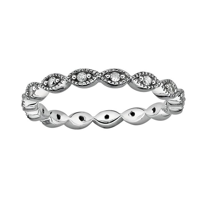 Stacks And Stones Sterling Silver 1/4-ct. T.w. Diamond Eternity Stack Ring, Women's, Size: 6, Grey