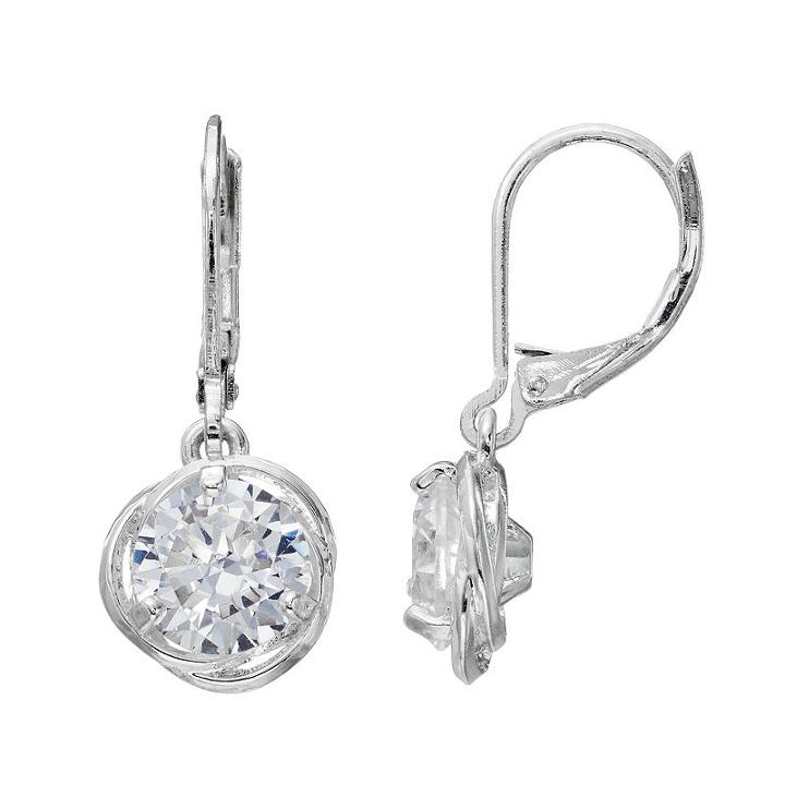 Napier Cubic Zirconia Love Knot Drop Earrings, Women's, Silver