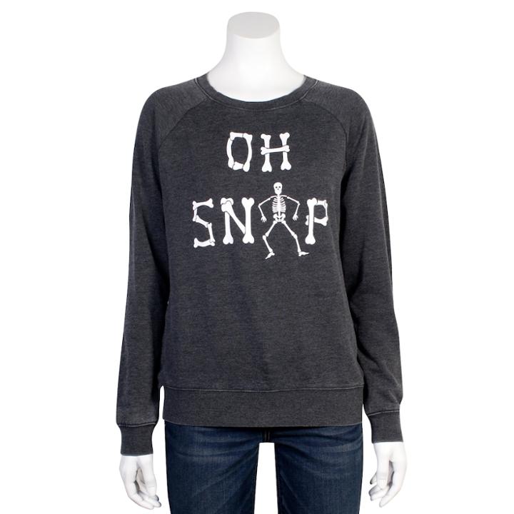 Juniors' Grayson Threads Oh Snap Skeleton Graphic Top, Teens, Size: Xl, Grey (charcoal)