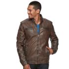 Men's Xray Faux-leather Hooded Jacket, Size: Xl, Brown