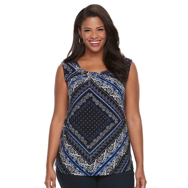 Plus Size Croft & Barrow&reg; Printed Jacquard Tank, Women's, Size: 1xl, Blue