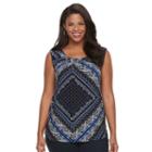 Plus Size Croft & Barrow&reg; Printed Jacquard Tank, Women's, Size: 1xl, Blue