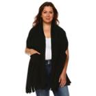 Plus Size White Mark Fringe Shawl, Women's, Black