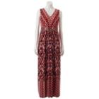 Women's Suite 7 Pleated Ikat Maxi Dress, Size: 14, Pink