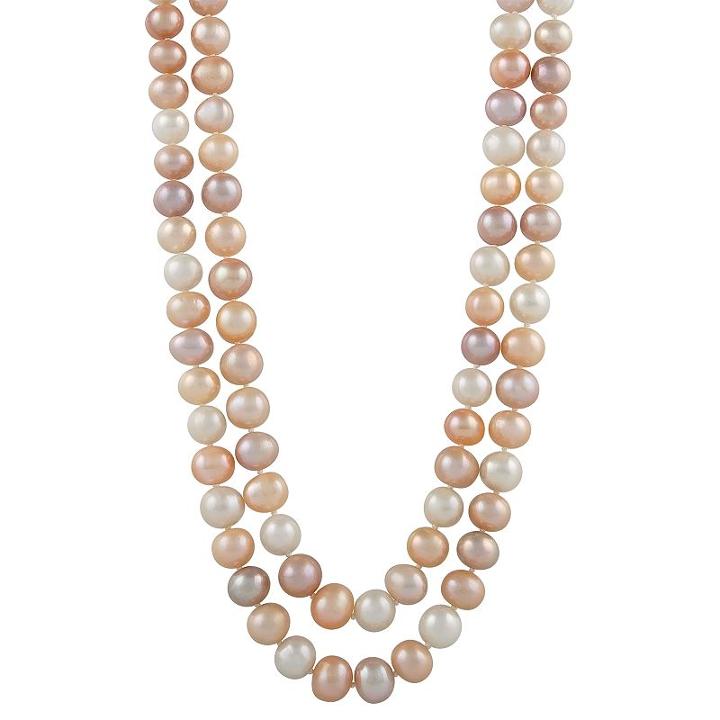 Sterling Silver Freshwater Cultured Pearl Double Strand Necklace, Women's, Size: 17, Multicolor