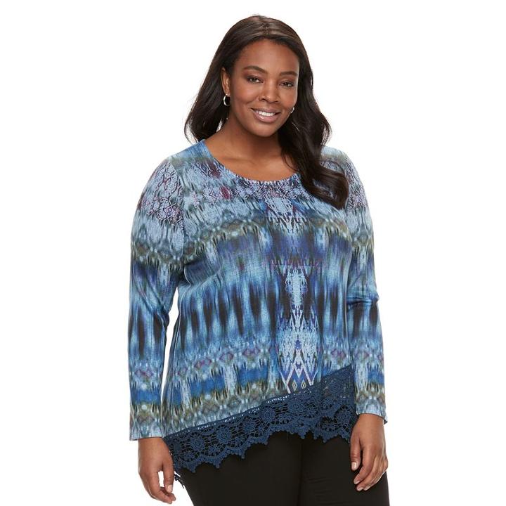 Plus Size World Unity Crochet Top, Women's, Size: 1xl, Blue Other