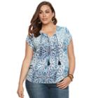 Plus Size Sonoma Goods For Life&trade; Pintuck Tassel Tee, Women's, Size: 3xl, Light Blue