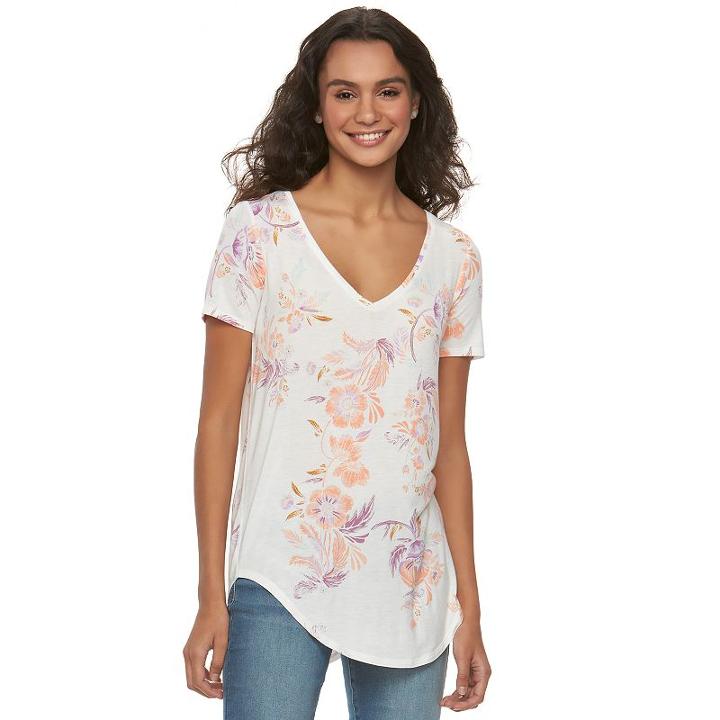 Juniors' Mudd&reg; Short Sleeve V-neck Tee, Girl's, Size: Small, White Oth