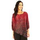 Women's Ab Studio Print Asymmetrical Popover Top, Size: Regular, Ovrfl Oth