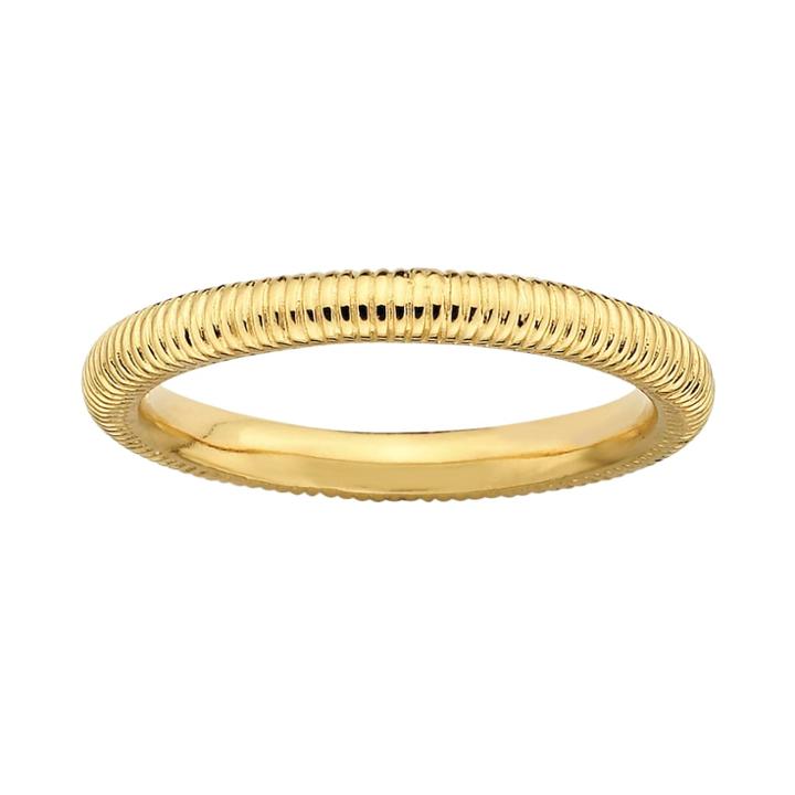 Stacks And Stones 18k Gold Over Silver Ribbed Stack Ring, Women's, Size: 10, Yellow