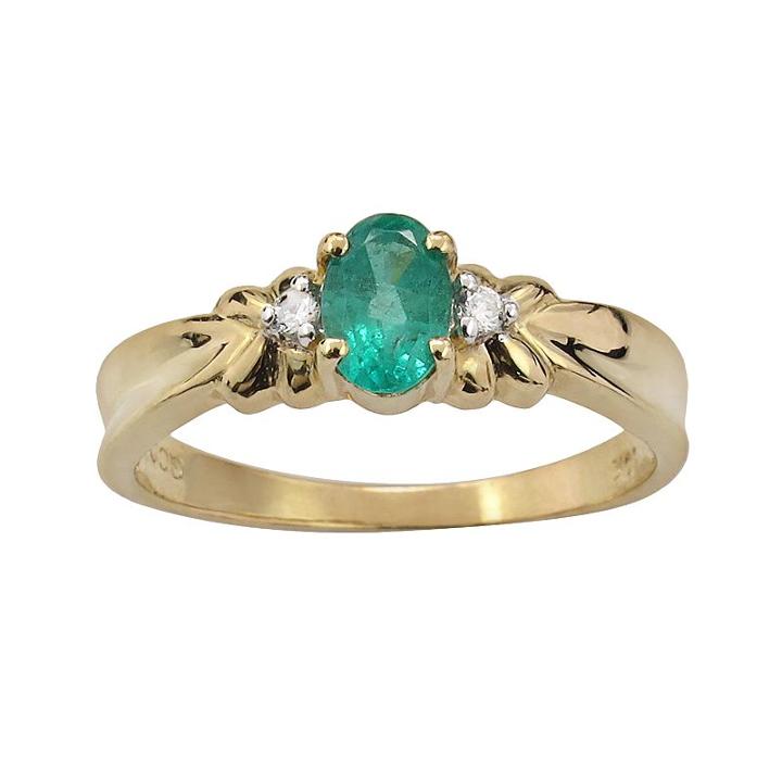 10k Gold Emerald And Diamond Accent Ring, Women's, Size: 7, Green