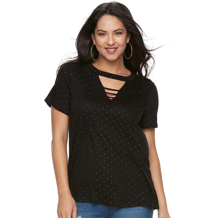 Women's Jennifer Lopez Bar Front Tee, Size: Medium, Black