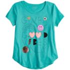 Girls 7-16 & Plus Size So&reg; Curve Hem Shiny Graphic Tee, Size: 12 1/2, Med Blue