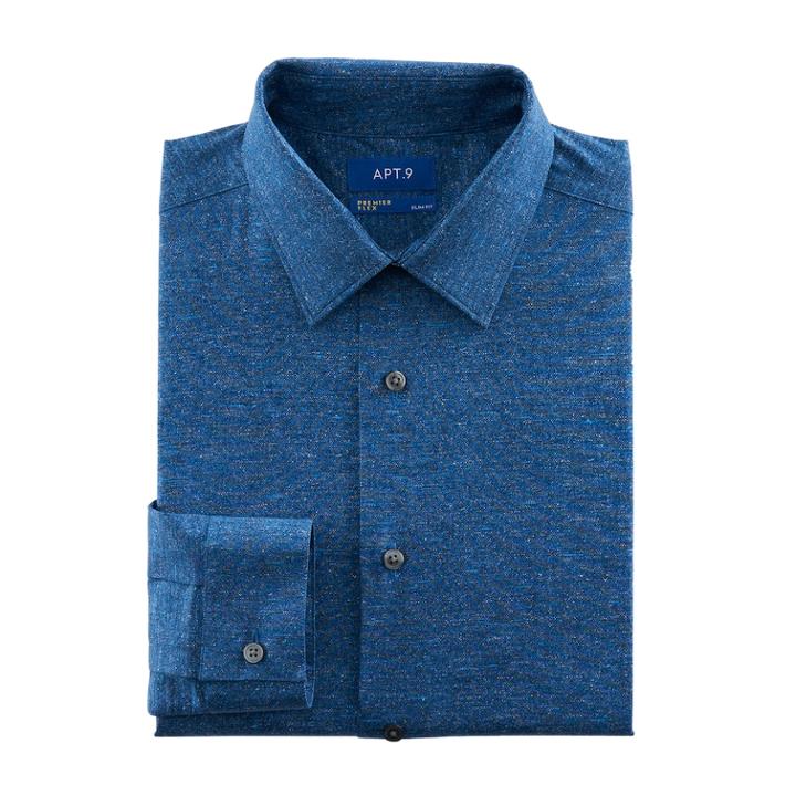 Men's Apt. 9&reg; Slim-fit Premier Flex Collar Stretch Dress Shirt, Size: 17.5-32/33, Light Blue