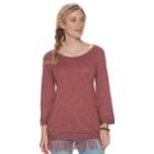Women's Sonoma Goods For Life&trade; Fringe-hem Scoopneck Sweater, Size: Xs, Dark Red