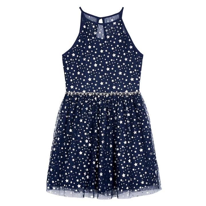Girls 7-16 Iz Amy Byer Foil Star Dress, Size: 12, Blue (navy)