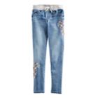 Girls 7-16 Vanilla Star Floral Embroidered Jeggings, Size: 8, Blue