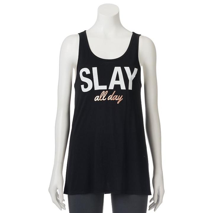 Juniors' So&reg; Open Back Graphic Tank, Girl's, Size: Xl, Black