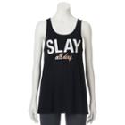 Juniors' So&reg; Open Back Graphic Tank, Girl's, Size: Xl, Black
