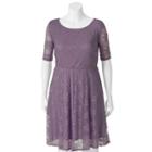 Juniors' Plus Size Wrapper Lace A-line Dress, Girl's, Size: 2xl, Med Purple
