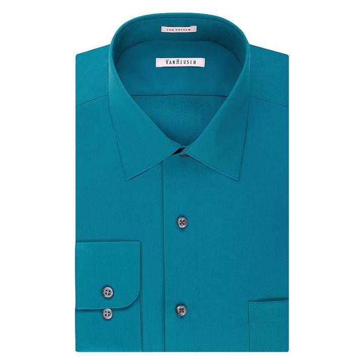 Big & Tall Van Heusen Regular-fit Solid Lux Sateen No-iron Spread-collar Dress Shirt, Men's, Size: 18 35/6t, Blue Other