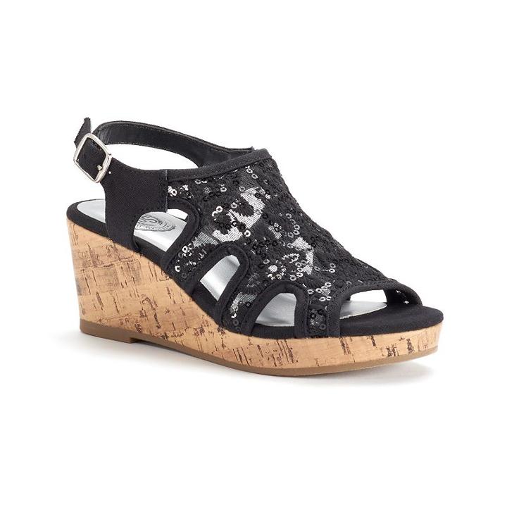 So&reg; Grove Girls' Wedge Sandals, Girl's, Size: 5, Black